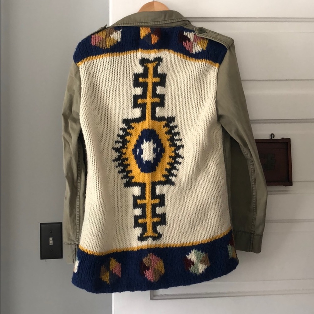 Anthropologie army jacket sweater back size S